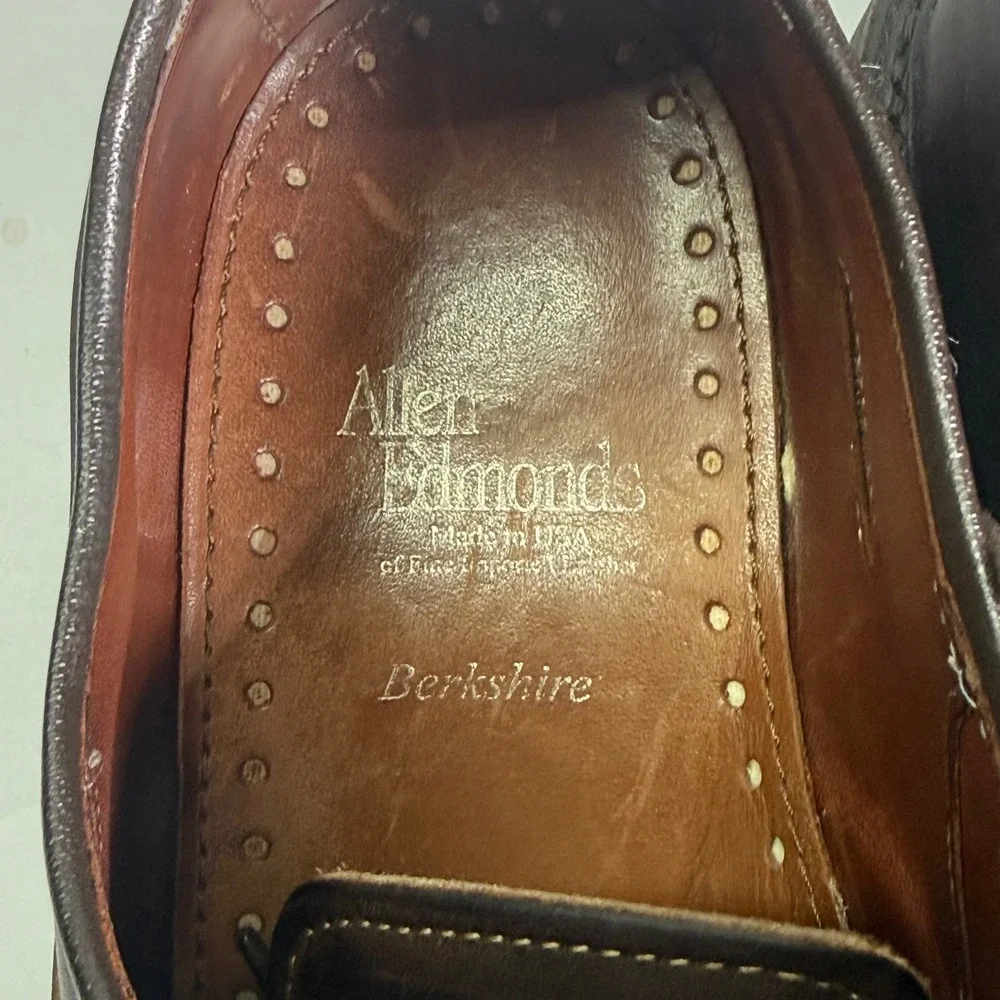 Allen Edmonds Berkshire Derby Shoes Mens 9 B Brown Leather Two Tone USA 4544